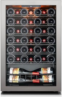 Ca'Lefort 46 Bottle Wine Fridge, 3 LED Countertop Wine Cooler Refrigerator | Wine Cooler Refrigerator, Wine Fridge Under Counter with Double-Pane Glass Door,Removable Shelves