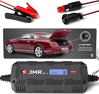 JMR Battery Charger for Bentley Continental GT Flying Spur Mulsanne Arnage Azure Brooklands Trickle Charger Conditioner Maintainer (3-Pin Port, Add Lithium Mode)