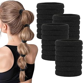 35 Pieces Scrunchies for Women, Black Soft Thick Elastic Bands, Durable Elastic Scrunchies for Holding Ponytails Secure (Black)