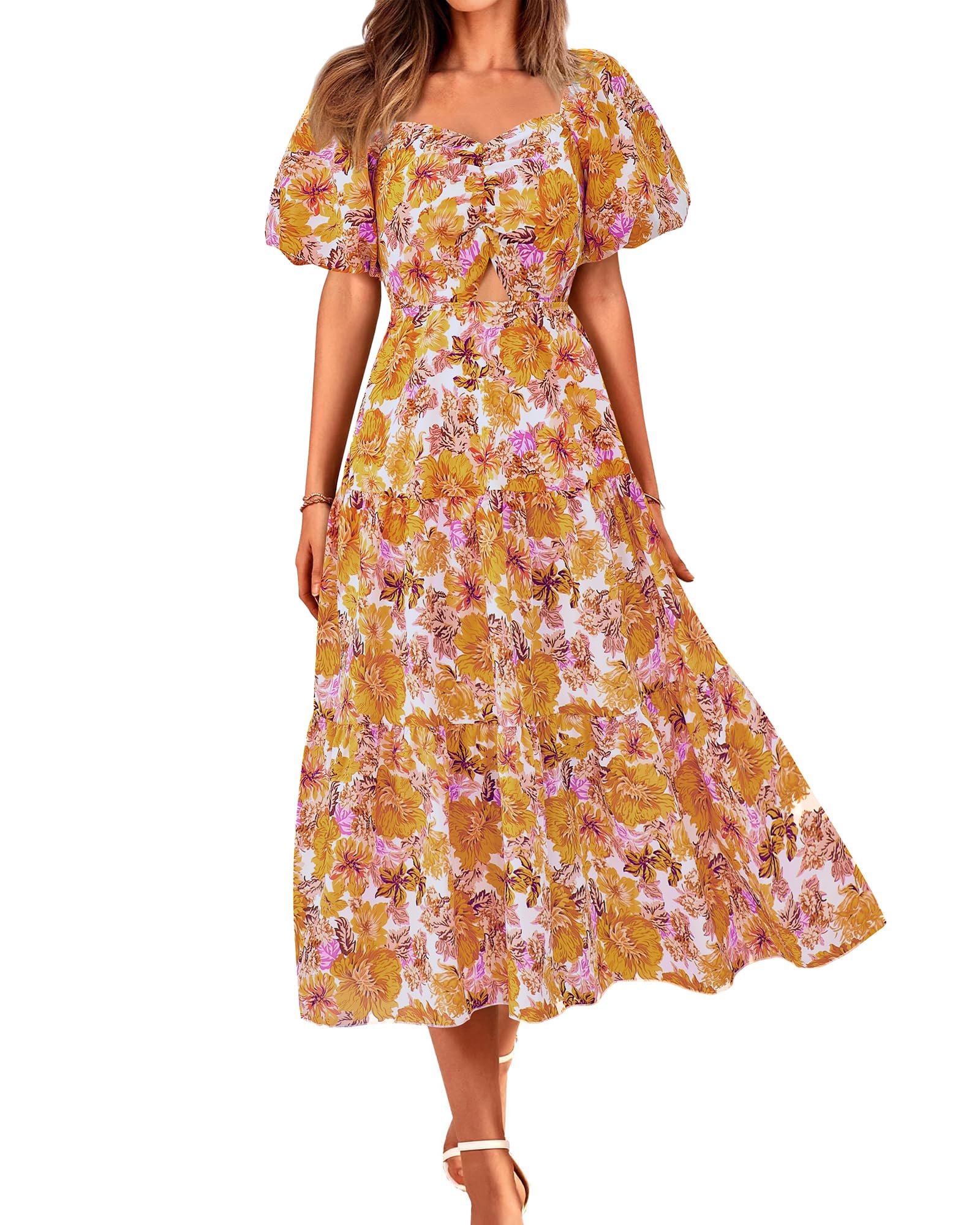 BTFBM Summer Dresses for Women 2026 Spring Outfits Beach Vacation Short Sleeve S