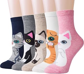 Chalier Cozy 5 Pairs of Women's Fun Original Cute Animal Casual Cotton Socks for Girls and Women, One Size