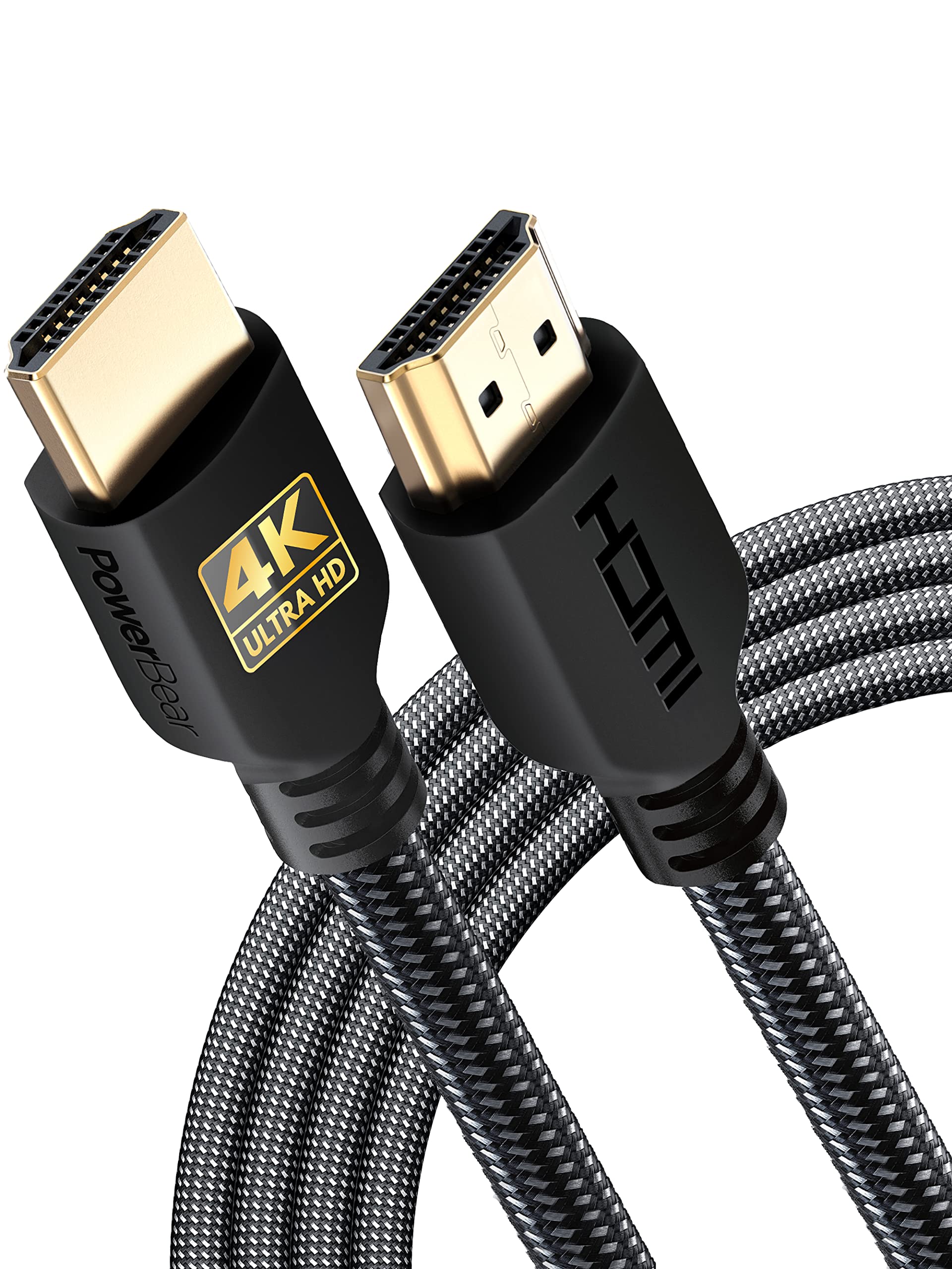 PowerBear 4K HDMI Cable 10 ft | High Speed Hdmi Cables, Braided Nylon & Gold Con