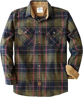 Dubinik® 6 oz Flannel Shirt for Men Plaid Cotton Brushed Utilit Casual
