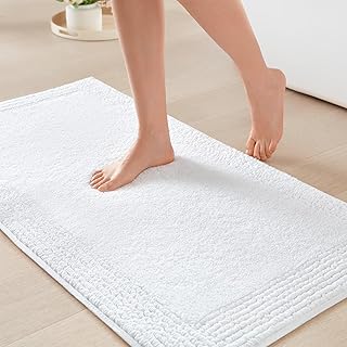 Madison Park Splendor Reversible 100% Cotton Bath Rug, 21 x 34, White | Tufted Bathroom Mat, 3000 GSM, Hotel Quality, Luxurious Plush, Medium Pile, Absorbent, Quick Dry, OEKO-TEX, Shower Room Décor