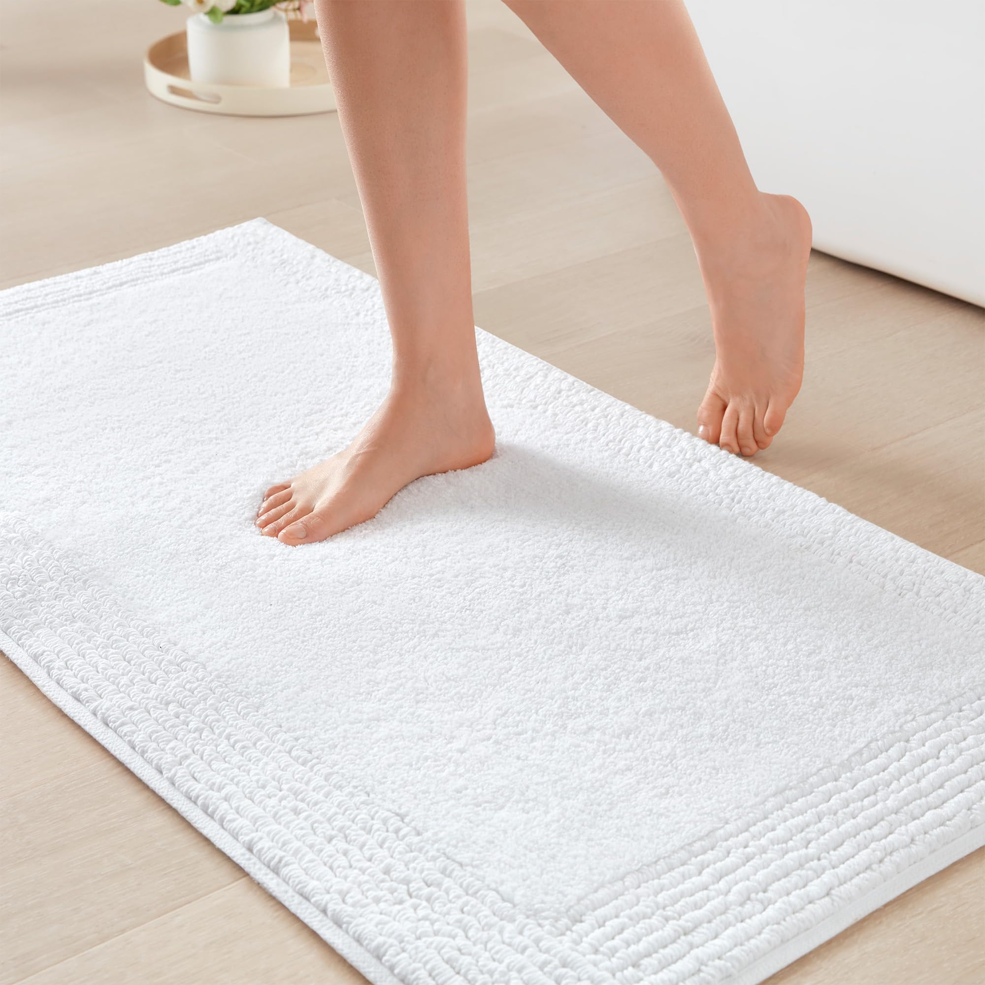 Madison Park Splendor Reversible 100% Cotton Bath Rug, 21 x 34, White | Tufted B