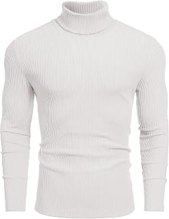 COOFANDY Men's Ribbed Turtleneck Sweater Casual Basic Long Sleeve Knitted Pullover Sweater