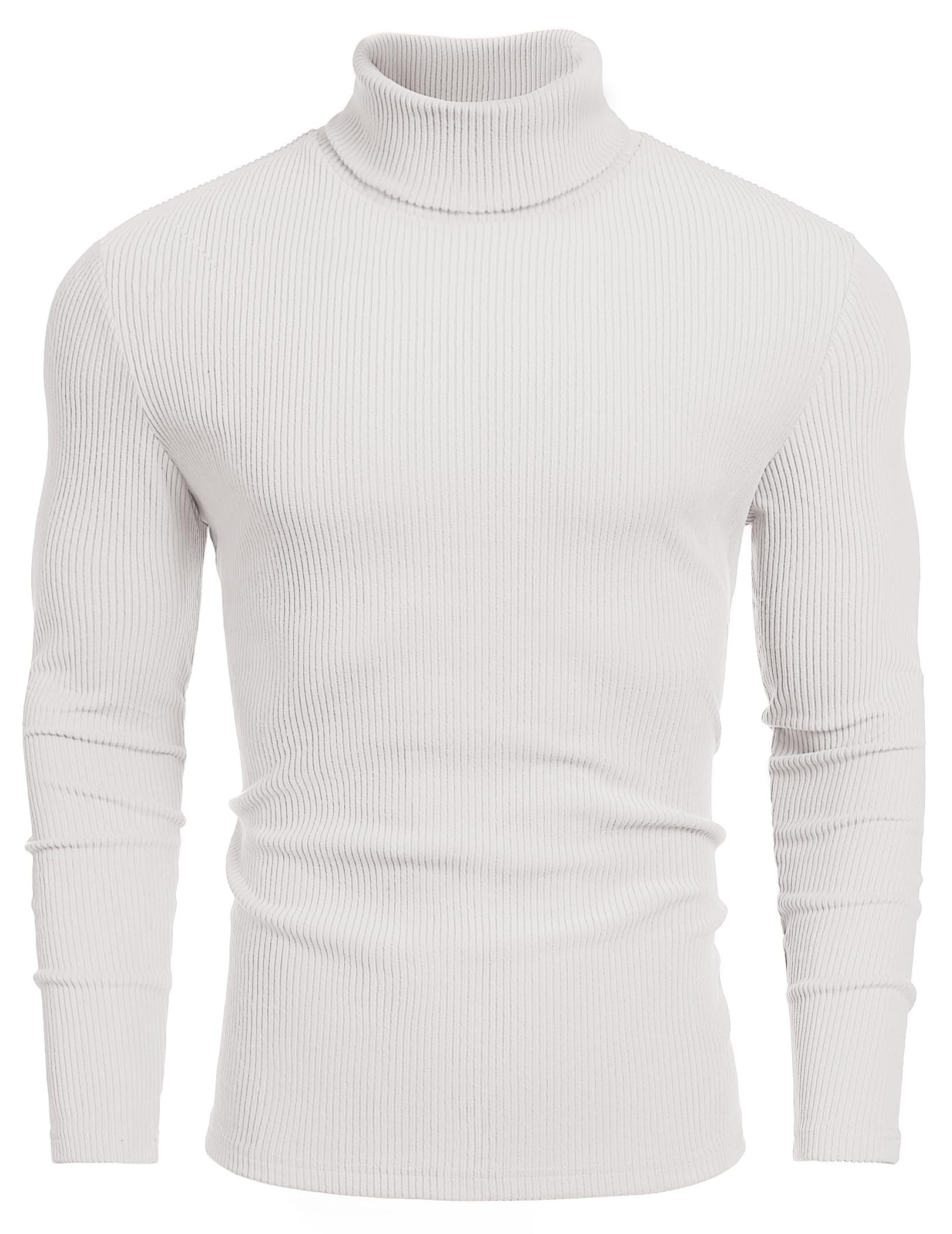 COOFANDY Men's Ribbed Turtleneck Sweater Casual Basic Long Sleeve Knitted Pullov