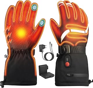 Heated Gloves Gifts for Men Women, Rechargeable Electric Heated Gloves, Touchscreen Waterproof Heating Gloves for Motorcycle Driving Hiking Skiing Snowboarding Outdoor Winter Sport (Large)