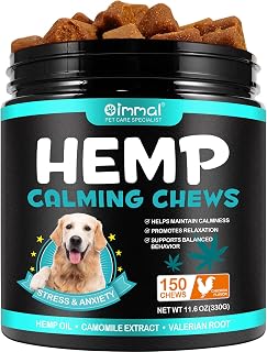 Calming Treats for Dogs, 150 Chews Hemp-Based Calming Chews for Dogs – Supports Relaxation During Separation, Barking, Fireworks & Thunderstorms – with Natural Ingredients(Chicken)