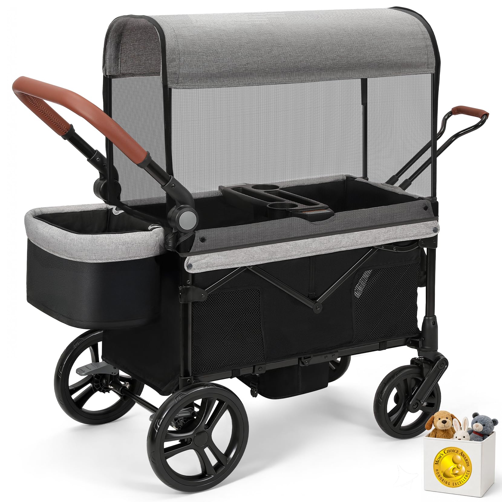 ELEMARA All-Terrain Stroller Wagon for 2 Kids, Foldable Kids Wagon Stroller Incl