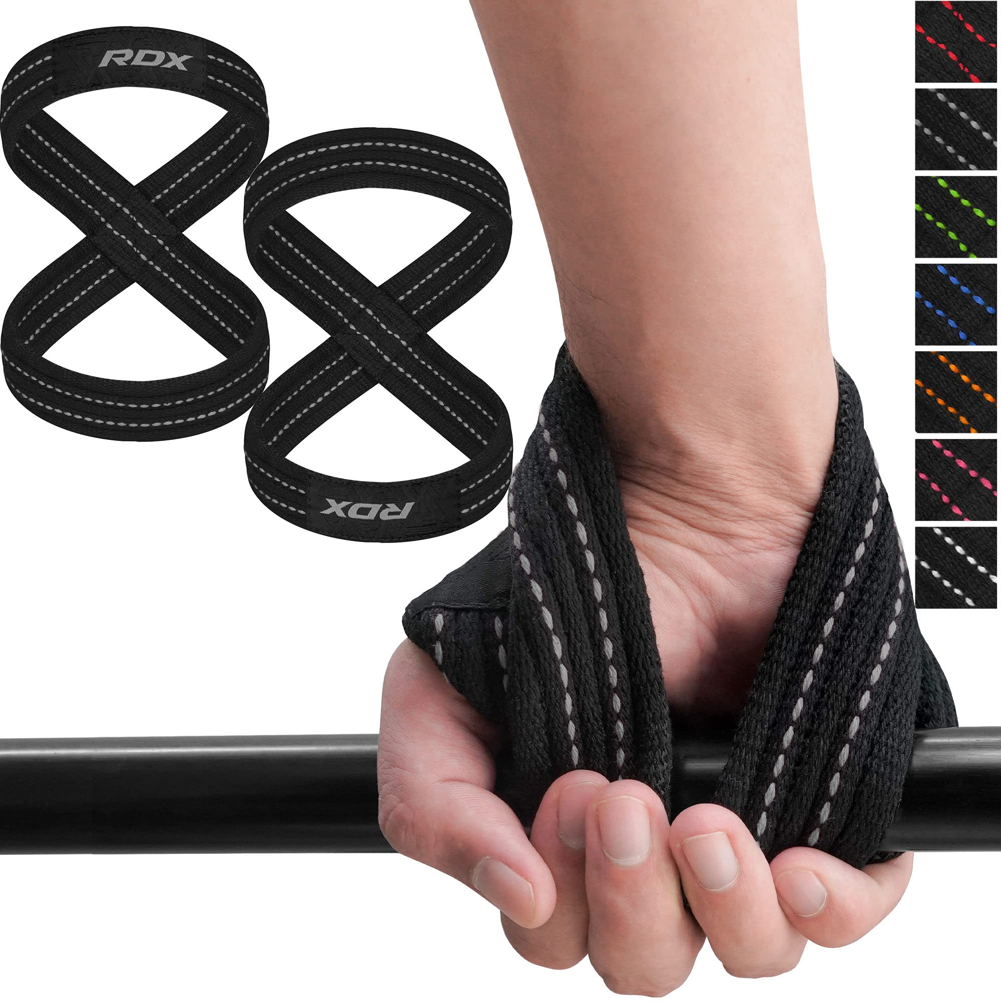 RDX Weight Lifting Straps Figure 8, Anti Slip Strap with cuffs wrist Support for
