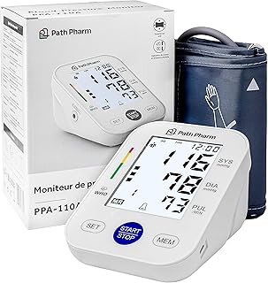 Blood Pressure Machine for Home Use — Automatic Upper Arm Monitor with Adjustable 22-44cm Cuff, Large Backlit Display, 2-User 198-Reading Memory, Irregular Heartbeat & Hypertension Alert