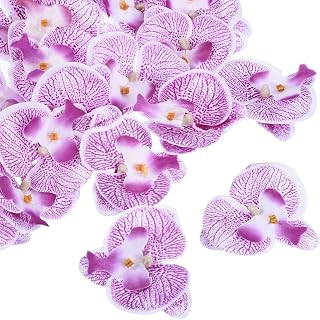 2.8" Artificial Orchid Flower Heads, 20 Pack Silk Phalaenopsis Fake Butterfly Orchid Heads for Wedding Floral Bouquet Decor DIY Craft Making, Purple