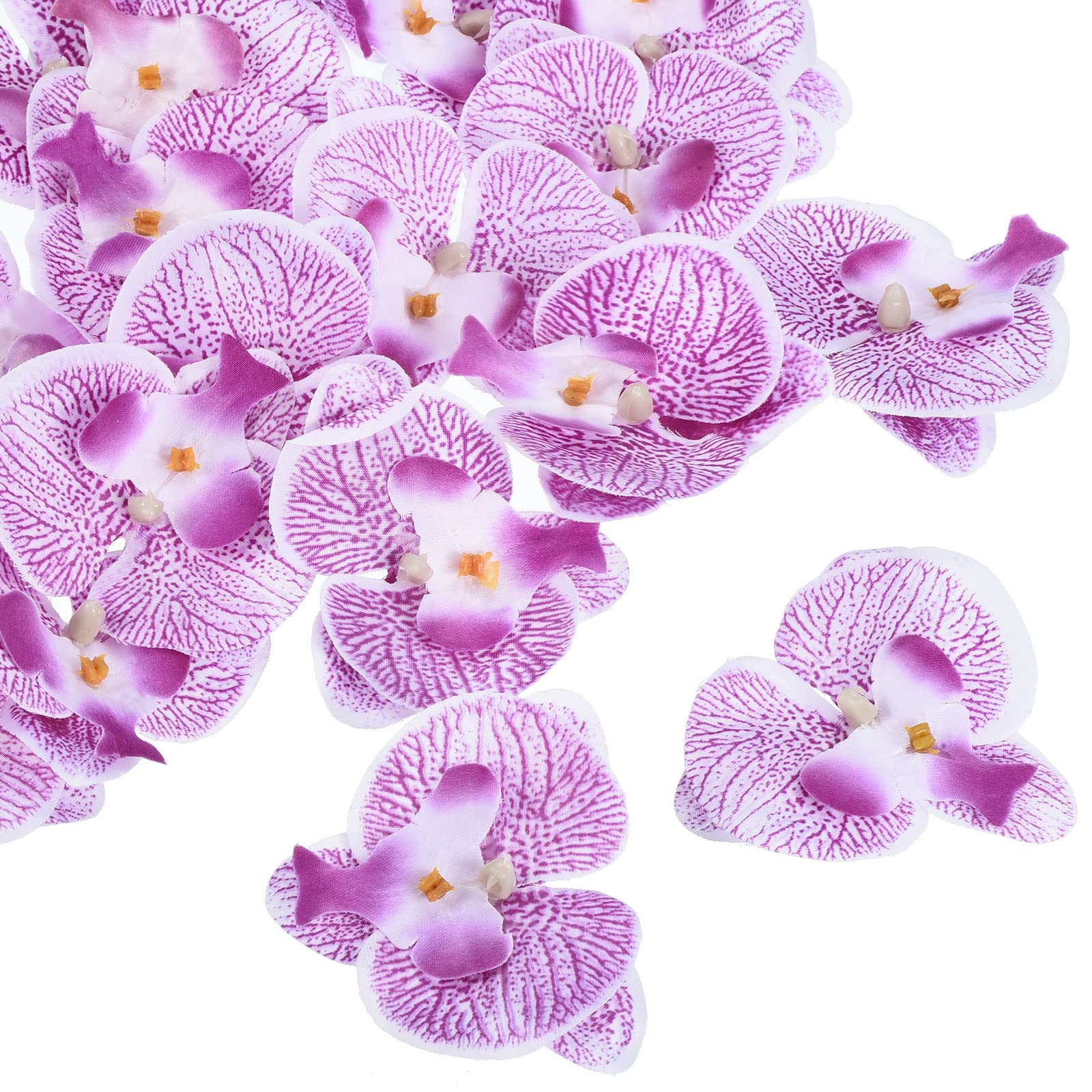 2.8" Artificial Orchid Flower Heads, 20 Pack Silk Phalaenopsis Fake Butterfly Or