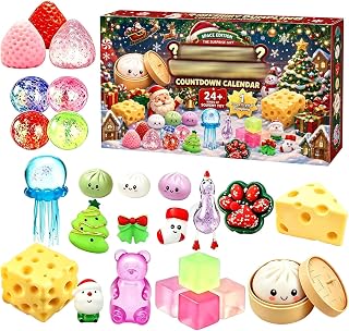 Christmas Squishy Advent Calendar 2026 (C&02) | Fidget Christmas Countdown Calendar, Surprises Sensory Fidget Toys for Adult, Christmas Party Favors Gift