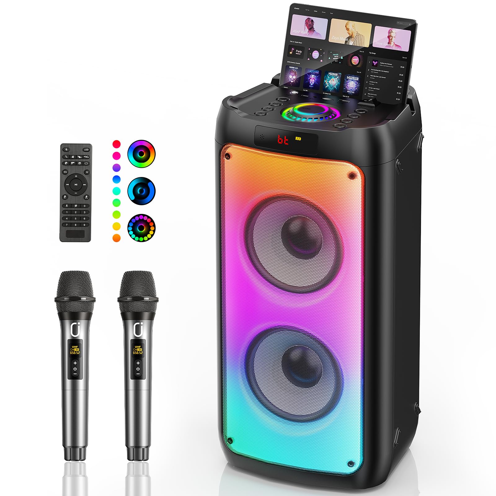 Karaoke Machine for Adults with 2 Wireless Mics, 200W Big Party PA System | Port