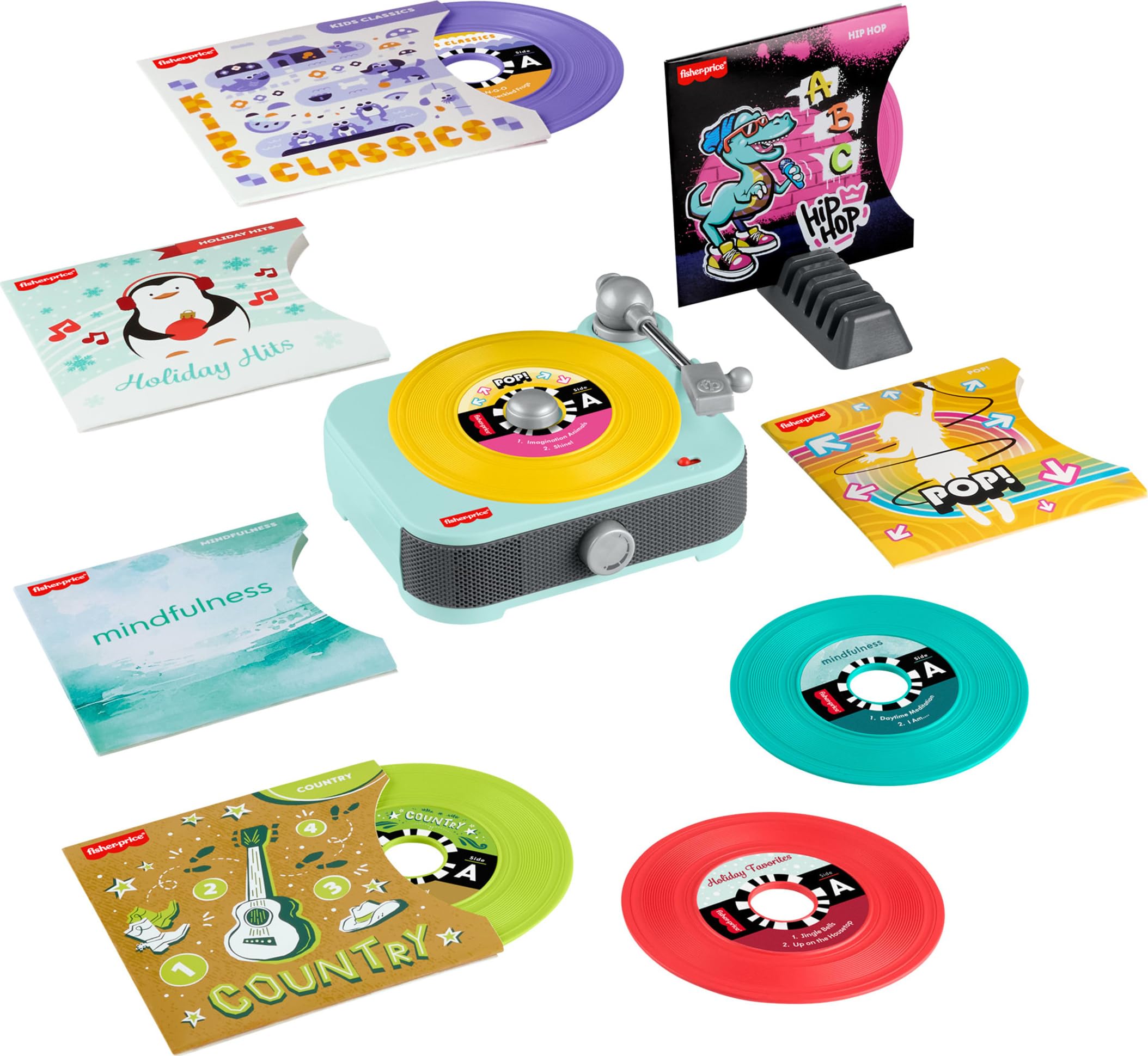 Fisher-Price Deluxe Rockin’ Record Player Set | Pretend Turntable, 6 Albums, Mus