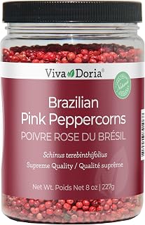 Viva Doria Brazilian Pink Peppercorn, Steam Sterilized Whole Pink Pepper, 8 Oz (227 G)