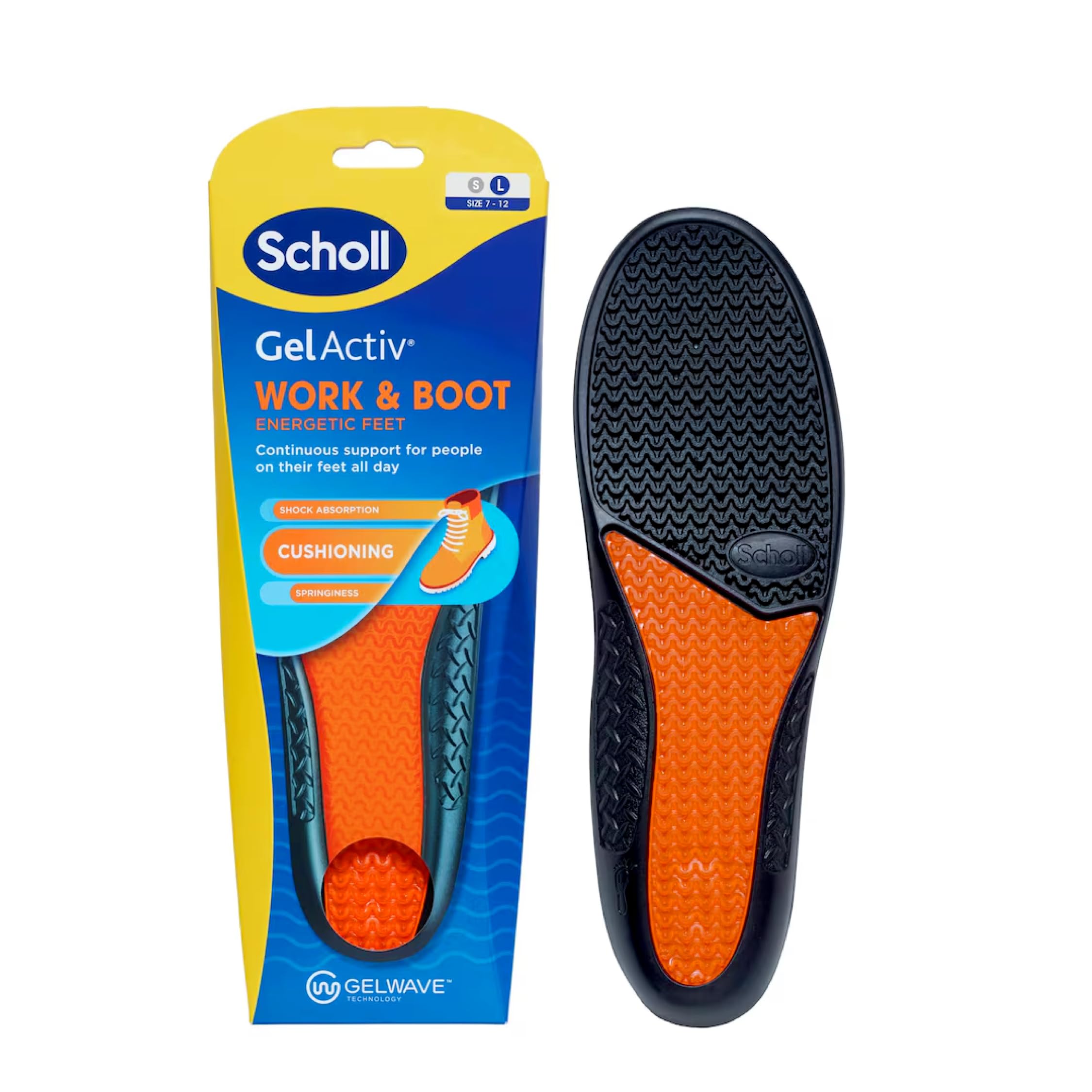 Scholl GelActiv Work & Boot Insoles for Men and Women, All Day Comfort at Work, 