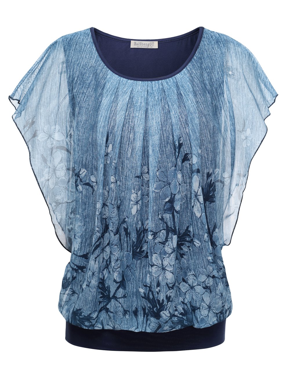BAISHENGGT Women's Summer Mesh Blouse, Flattering, Short-Sleeved T-Shirt, Round 