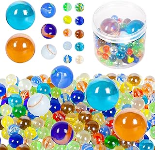 ShellKingdom 100PCS Glass Marbles, 4 Sizes Assorted Colors for Marbles Games, Perfect for Crafts, Games, Home Decoration for Aquarium/Vase/Fish Tank/Plant Decor