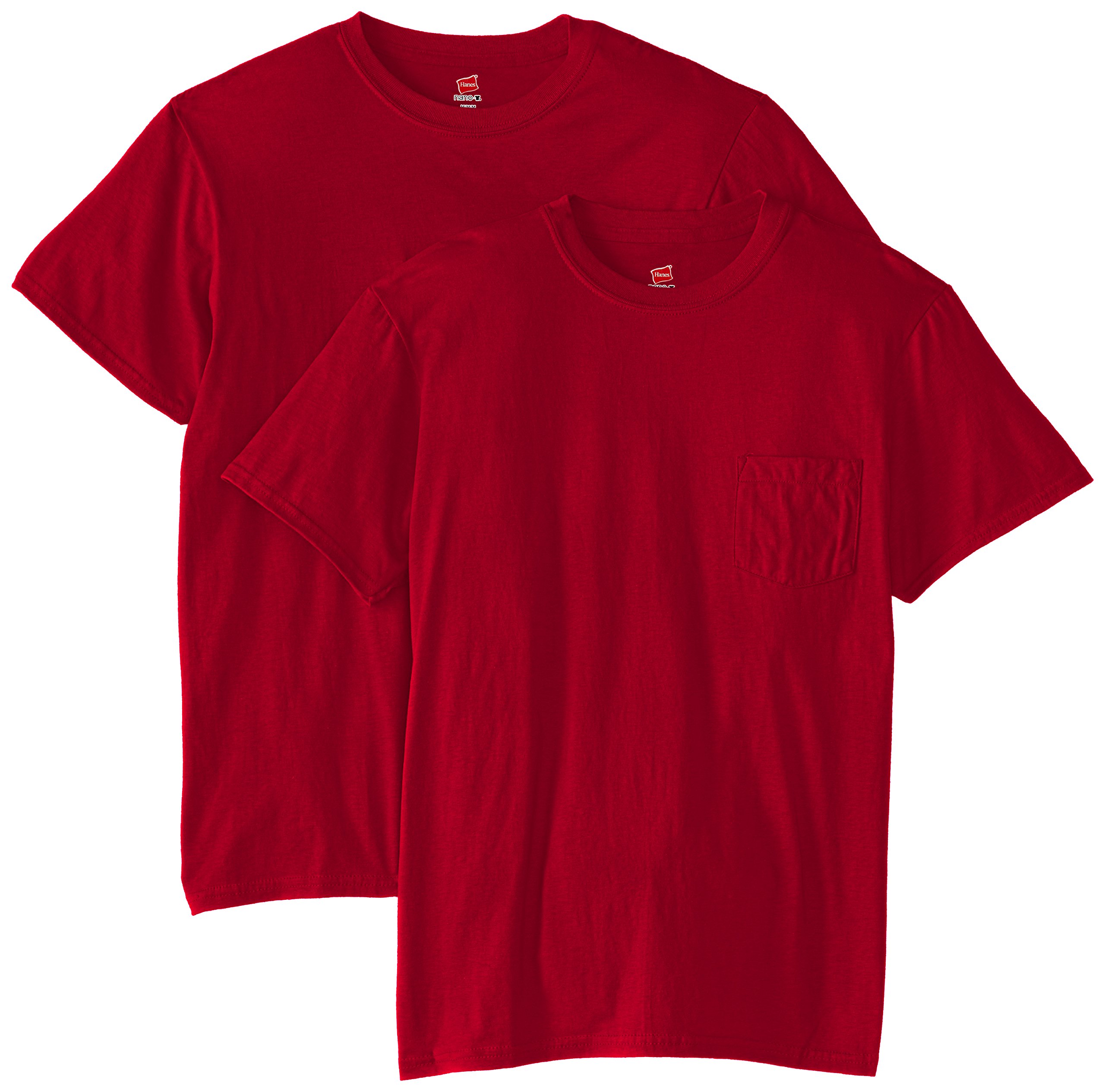 Hanes Men's Nano Premium Cotton Pocket T-Shirt (Pack of 2)