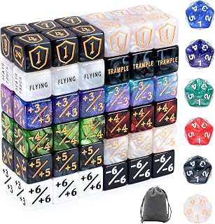 Tinzum 78 PCS MTG Counter Dice Set Accessories for MTG Magic Card Game | Include plus 1 life counter & keyword token dice & shield & spindown dice in 12 colors with a velvet bag