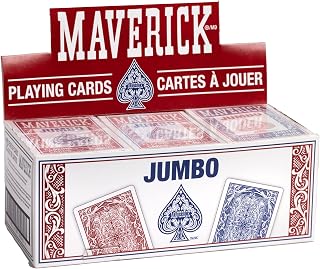 Maverick Playing Cards 12 Pack, Jumbo Index, Bulk Red and Blue Decks | 12 Large Print Bulk Multipack Deck of Cards for Poker, Card Games, and Family Game Night
