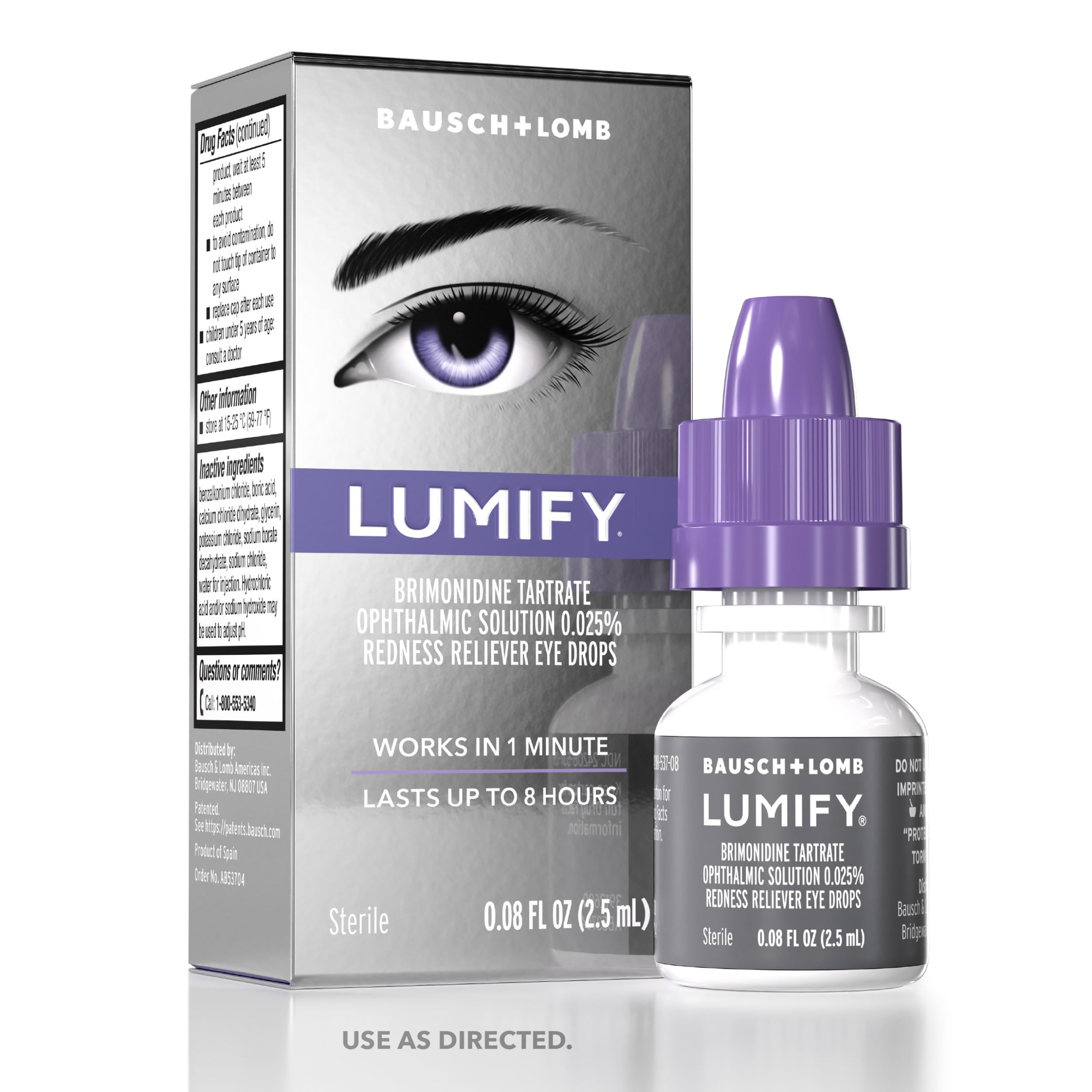 Lumify Redness Relief Eye Drops, Whiter & Brighter Looking Eyes, 0.08 oz | White
