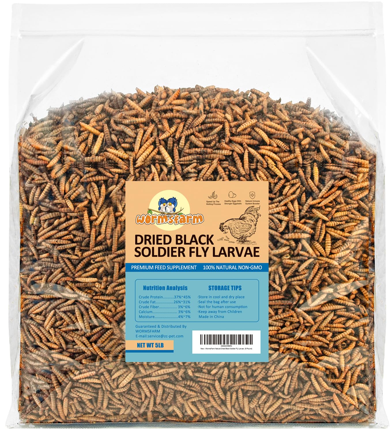 5lb Dried Black Soldier Fly Larvae for Chickens,More Ca Than Mealworms | Treats 