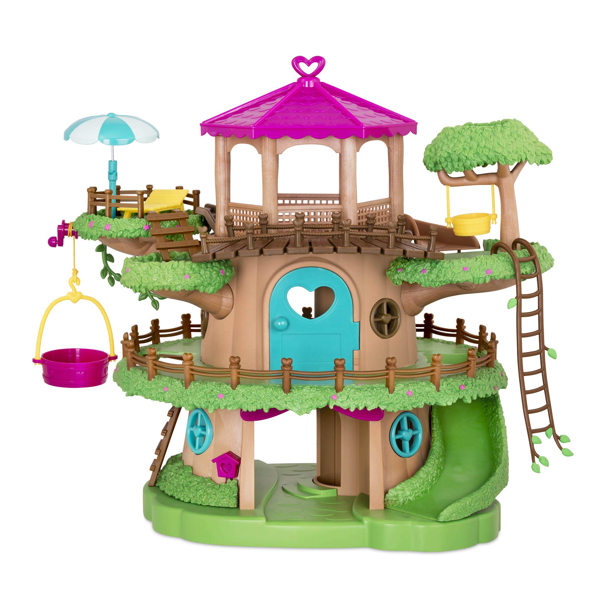 Li'l Woodzeez Family Treehouse Playset with Crank Elevator, 22pc, Playsets | 3-l