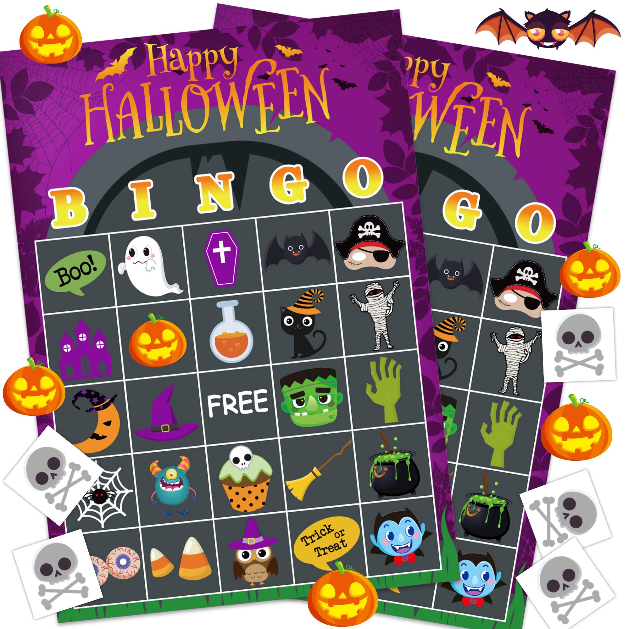 Halloween Games for Kids, Halloween Bingo Card Game 24 Players | Halloween Craft