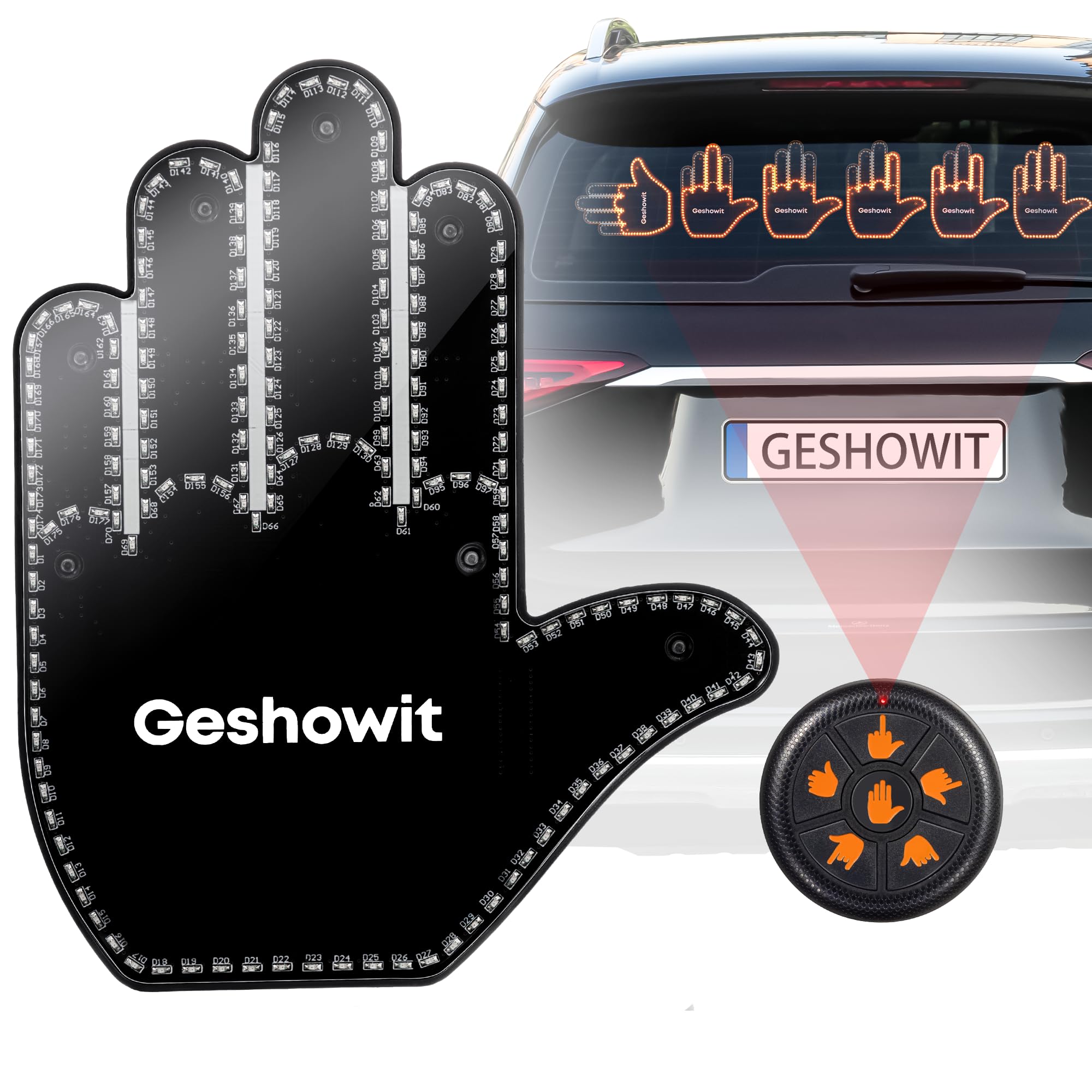 Car Finger Light with 6 Gestures Remote - Show Your Feelings to Drivers | Glohan