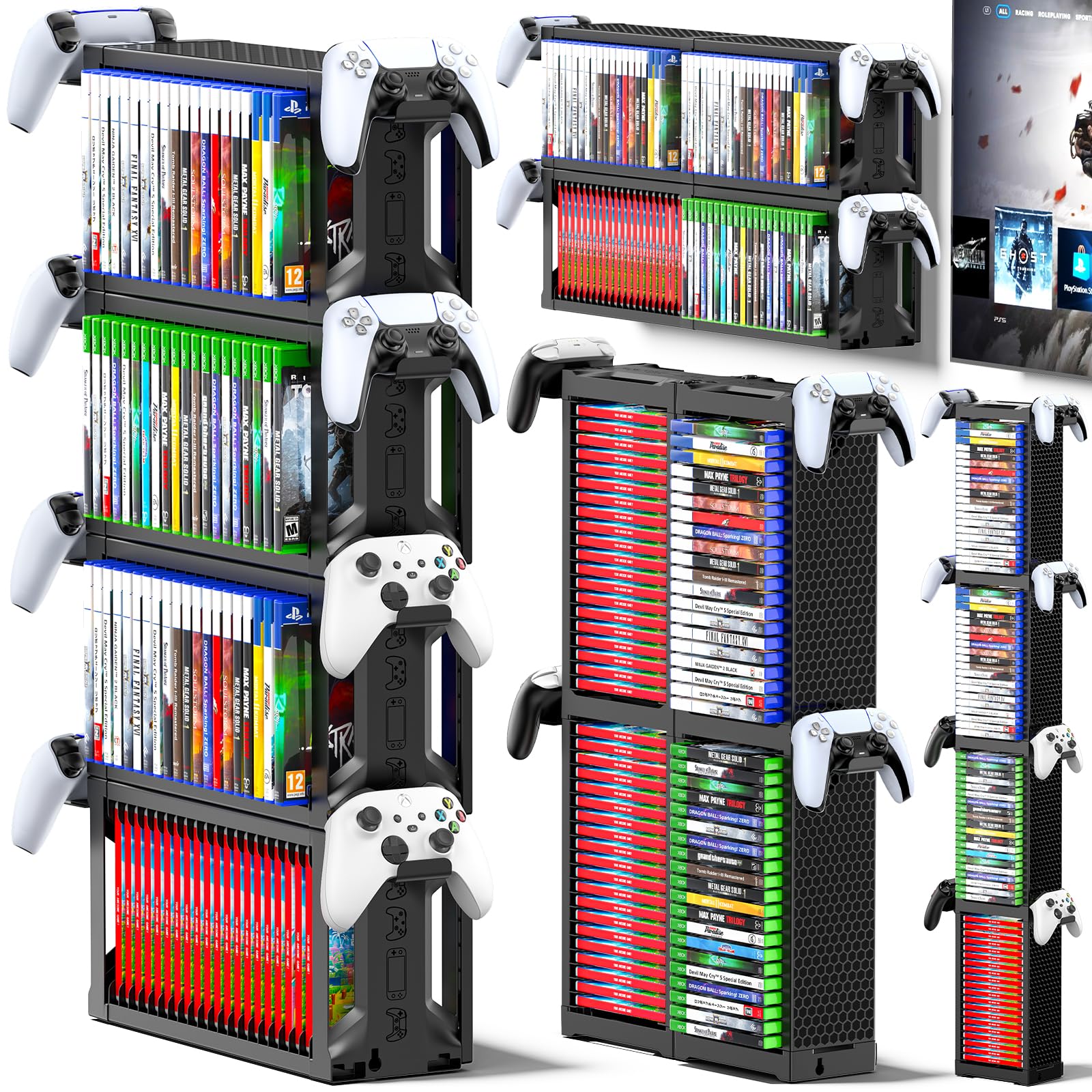 Kytok Video Game Disc Rack Tower Video Game Storage Universal for PS5/PS4/ XBOX 