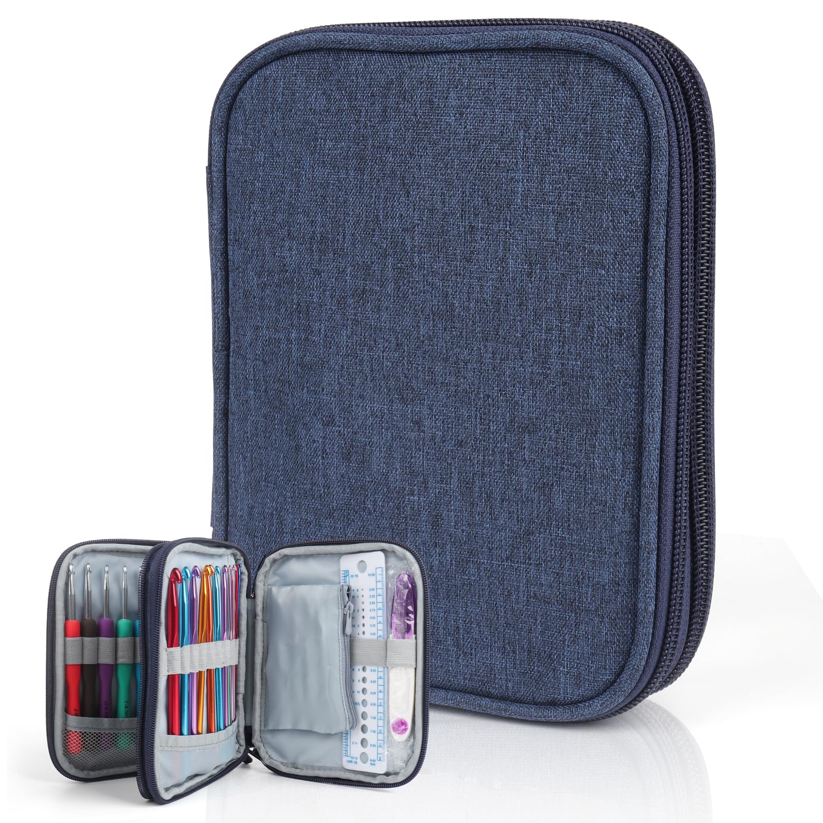 Katech Crochet Hooks Case - Portable Travel Crochets Storage Case Blue | Crochet