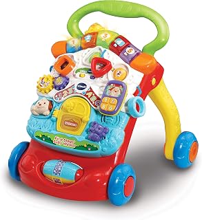 Vtech Baby First Steps Baby Walker, English | 2-in-1 walker with removable activity panel, light-up buttons, shape sorter, gears and role-play phone. Ages 6-30 months
