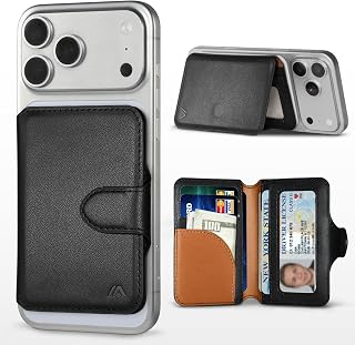 MEFON for MagSafe Wallet, Magnetic Phone Wallet RFID Blocking Strong Magnet | Slim 5-8 Card Holder with Cash Slot & ID Window, Minimalist Mag Safe Wallets for iPhone 18/17/16/15/14/13/12, Midnight Black