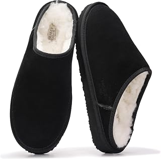 Project Cloud Pantofole da uomo in vera pelle e fodera in vero shearling, pantofole da casa da uomo con soletta in memory foam, leggere e antiscivolo, scarpe da casa da uomo (Chill)