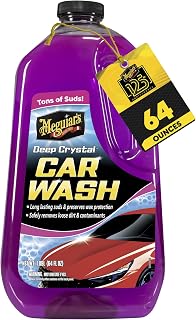 Meguiar's Deep Crystal Car Wash, 64 oz | Foaming Car Wash Soap Gently Removes Dirt & Grime with Slick Suds for Clean, Glossy Paint & Easy Car Care, Makes 64 Gallons