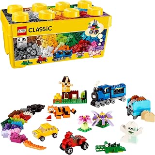 LEGO 10696 Classic La Boîte de Briques Créatives, Jouet et Ensemble de Rangement avec Briques, Roues, Fenêtres, Idée Cadeau de Noël, Enfants 4 Ans | Jouet pour garçon ou fille dès 4 ans, ensemble de rangement avec briques, roues, fenêtres, idée cadeau, 484 pièces