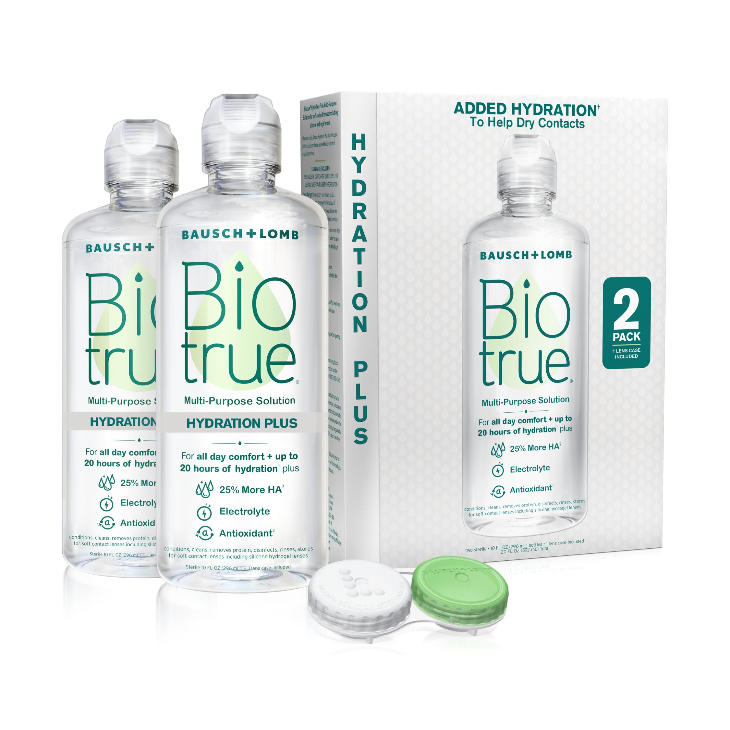 Biotrue Hydration Plus Multi-Purpose Contact Lens Solution, 10 oz 2 Pack | Inclu