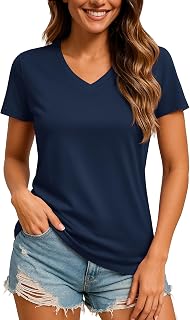 TACVASEN Women's Short Sleeve V-Neck T-Shirts Sun Protection UPF 50+ Workout Tops Quick Dry Hiking Athletic T Shirts