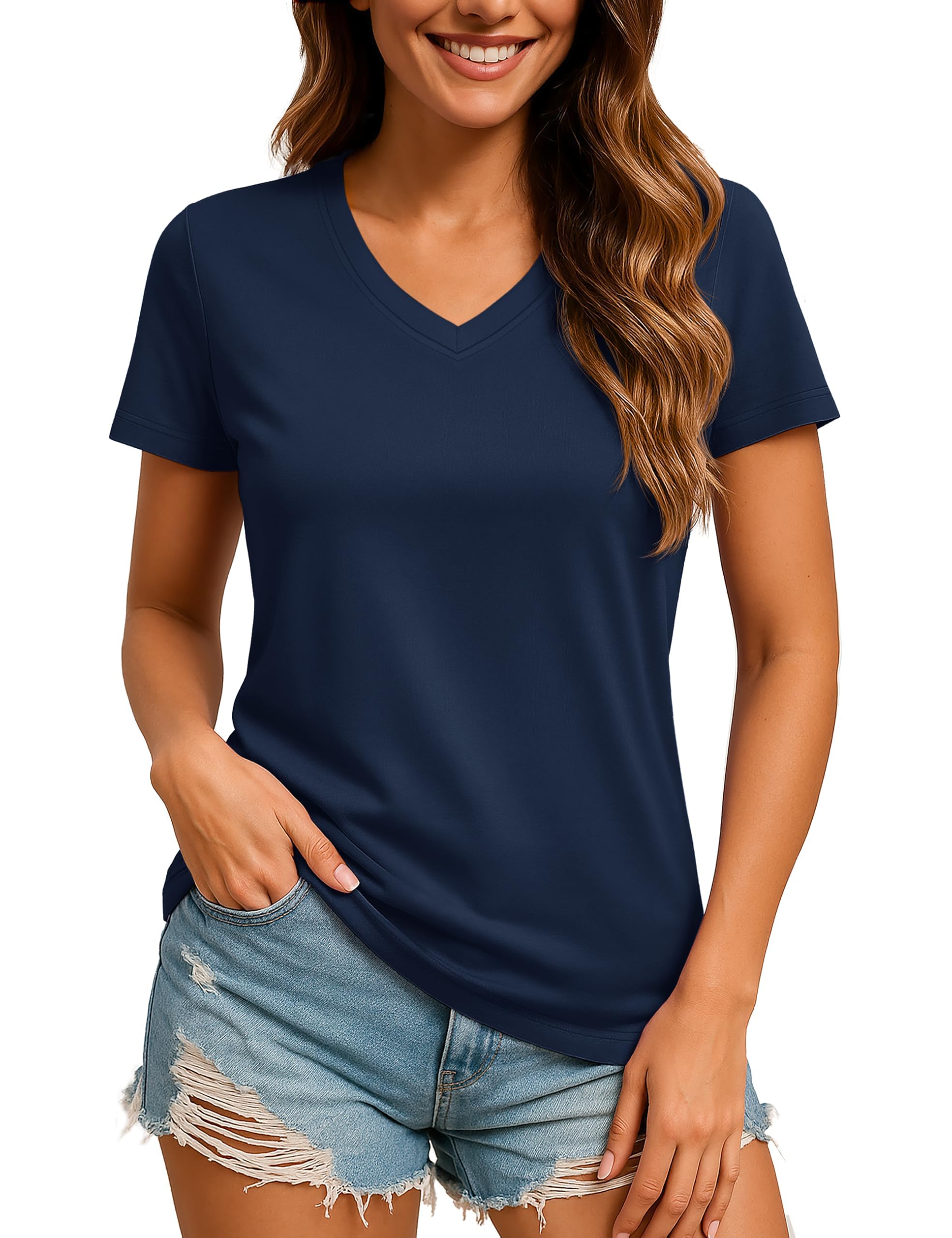 TACVASEN Women's Short Sleeve V-Neck T-Shirts Sun Protection UPF 50+ Workout Top