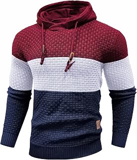 Zaitun Men's Long Sleeve Pullover Hoodie Sweatshirt Solid Color Knit Pullover