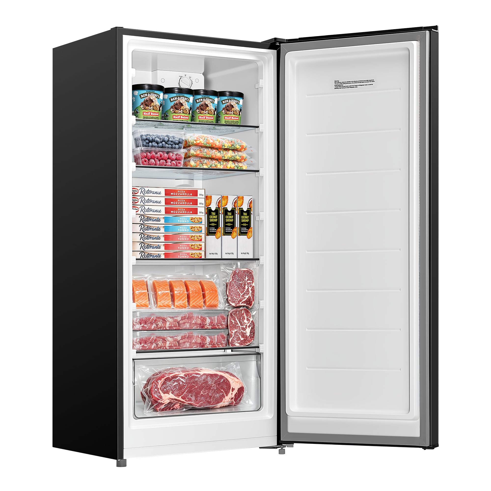 Midea 7.1 Cu.ft Upright Freezer, Fridge Freezer Convertible, Black | Large Capac