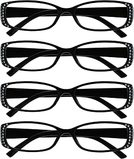 OPULIZE Women's The Reading Glasses Company Black Purple Diamonte Style Readers Value 4 Pack Designer Womens Ladies Reading Glasses 4 Pack (pack of 1)
