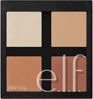 e.l.f. Contour Palette, 4 Shades, Customizable, Easy to Apply, Sculpts, Shades, Brightens, Light/Medium, Infused with Vitamin E, All-Day Wear, 0.56 Oz