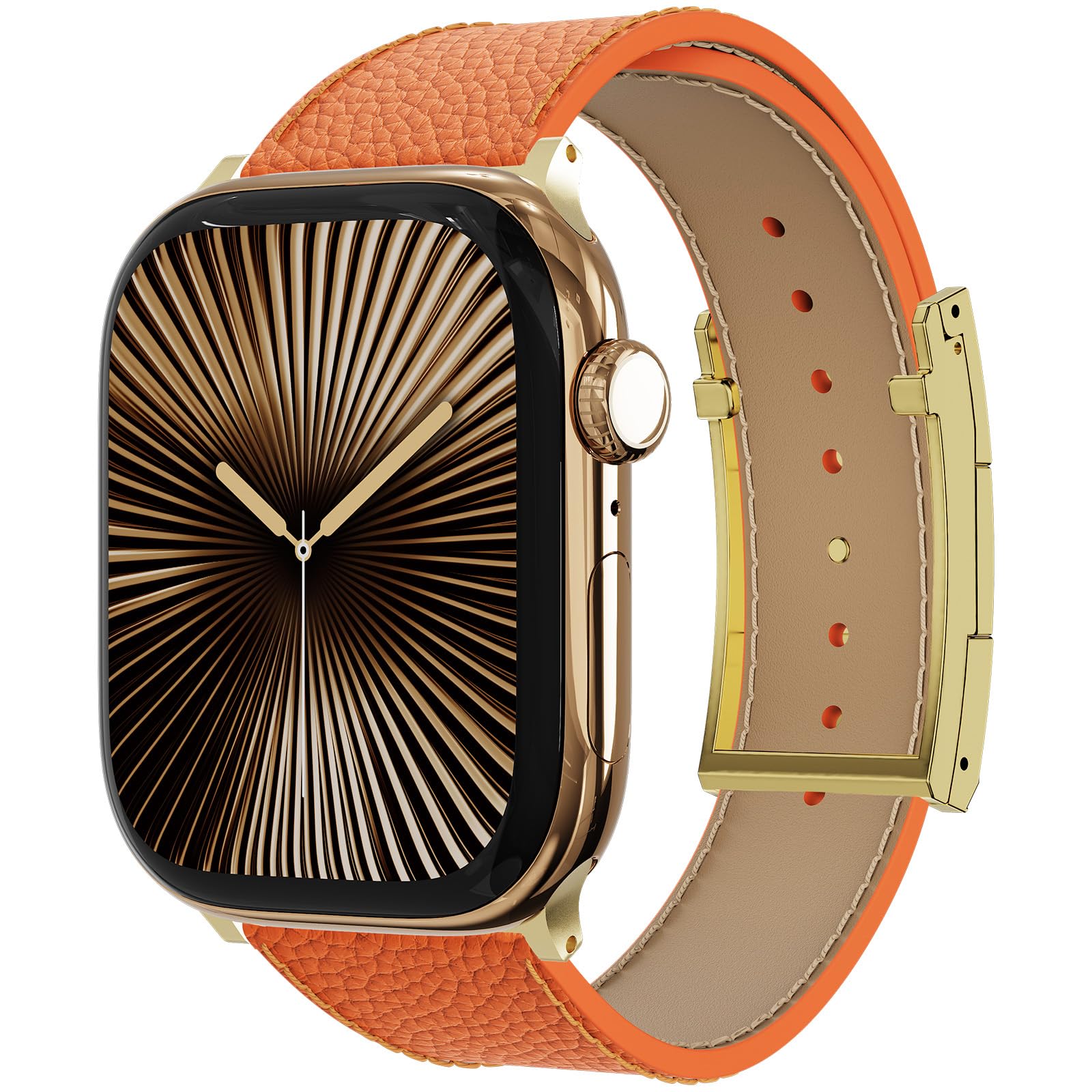 Leather Watch Band with Magnetic Buckle,Dressy Apple Watch Ultra Leather Band Ru