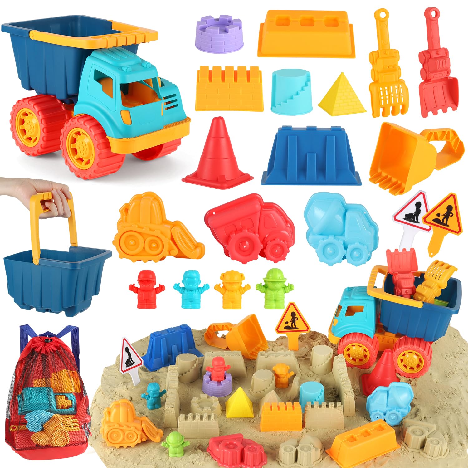 Elovien Beach Sand Toys, Large Dump Truck with Bucket, Sandbox Toy Construction 
