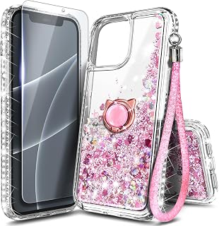 NGB Designed for iPhone 11 Pro Max Case, Cute Liquid Glitter, Rose Gold